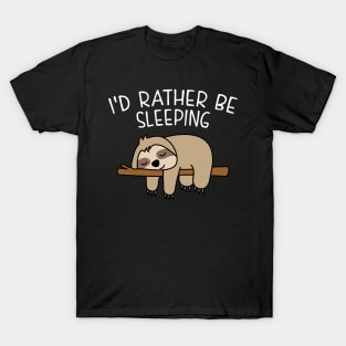 Sloth Mask. I'd Rather Be Sleeping. T-Shirt